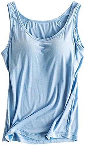 FOURSTEEDS Womens Modal Built in Bra Active Padded Wide Straps Cami Tank Tops