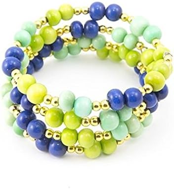 Organic Tagua Adjustable Wrap Amazon bead Bracelet - Seaglass Combo