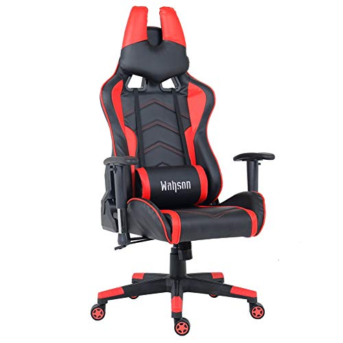 Racing Style Leather Gaming Chair Breathable Ergonomic Office Computer Chair With Lumbar Support And Headrest Black And Red Breathable Red