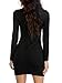 TOB Women's Sexy Summer Bodycon Long sleeves Lace up Mini Club Dress Black L