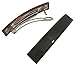 Parcelona French Bar Set of 2 Black and Shell Brown Celluloid Automatic Strong Hold Grip Hair Clips for Women No Slip Durable Hair Clip Barrette Styling Paris Hair Accessories, Made in France (Large)