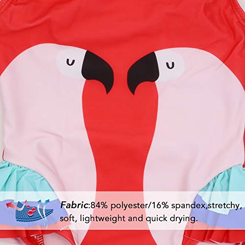 Baby Toddler Girl Unicorn Swimsuit-One Piece Swimwear Infant Sunsuits Bathing Suits (Rose Pink Parrot, 1-2T)