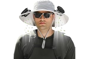 TIOMION Hat with Fans Solar Power, Solar Fan Hat, 2 Solar Fan Sun Bucket Hat for Men Women UPF 50+ Bucket Fishing & Beach
