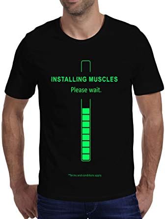 Urbanly Installing Muscles Premium Black Graphic T-Shirt