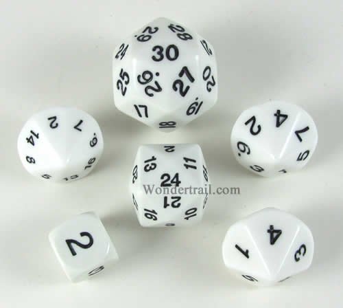 White Special Who Knew 6 Dice Set