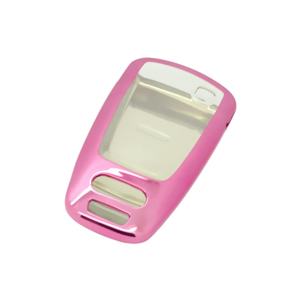 BROVACS Soft TPU Case Shell Cover Protector Holder Compatible with AUDI A4 A5 A4L S4 S5 Q5L Q7 TT Smart Remote Key Fob 3 4 Button SV9851 Pink