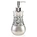 Crackled Glass Silver Hand Soap Dispenser for Bathroom, Decorative Countertop Lotion Dispenser, Elegant Liquid Soap Dispenser with Sturdy Pump for Classic Bathroom Décor