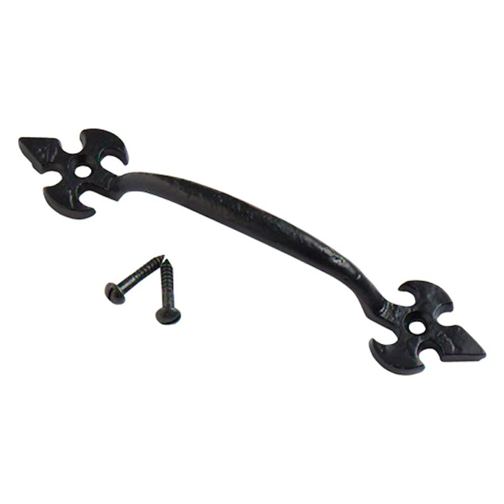Merriway® BH01794 Fleur-de-Lys Design Pull Cupboard Cabinet Door Handle, 177mm (7 inch) - Black Antique