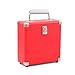 SW-B18s Retro Vintage leather Carrying Case for 45 RPM Records Red-7Inch