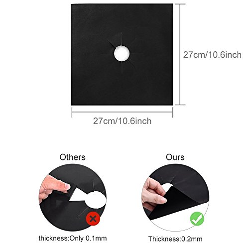 Gas Stove Burner Covers Liners Stove Top Covers for Gas Burners - 0.2 mm Gas Stove Range Pilot Protector Double Thickness, Reusable, Non-Stick, Easy to Clean Oven Liners 10.6” x 10.6”(8Pack) - Thumbnail 3
