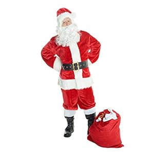 Mens Christmas Deluxe Santa North Pole Costume - 6 Piece Quality Costume