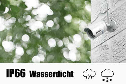bedee Überwachungskamera Aussen Wlan IP Kamera 1080P FHD WIFI Kamera Wasserdichte Sicherheitskamera Außenkamera Unterstützung Bewegungserkennung,IR Nachtsicht,128G SD Karte ,9.8ft Netzteil für Outdoor