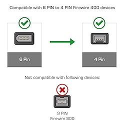 IEEE-1394 FireWire/iLink DV 6 Pin Male To 4 Pin