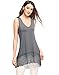 Women Vintage Floral Lace Trim Detail Loose Fitting Long Tunic Tank Top