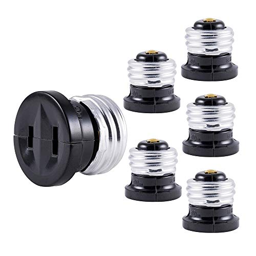 E26 Light Socket Plug Adapter, 6 Pack the US Standard Screw Light