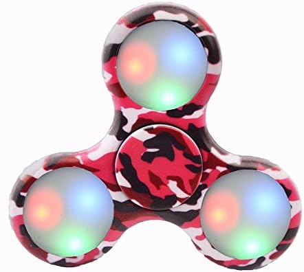 KCHKUI Tri-Spinner Fidget Hand Spinner Finger Toy Camouflage with LED Light, Stress Reducer Relieve Anxiety and Boredom Camo