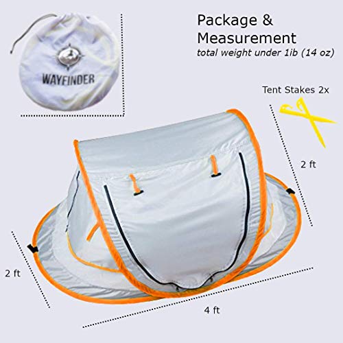 Wayfinder TravelTot, Baby Travel Tent Portable Baby Travel Bed Indoor & Outdoor Travel Crib Baby Beach Tent UPF 50+ UV Protection w/Mosquito Net and 2 Pegs (Gray/Orange) - Thumbnail 3