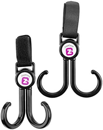 Baby Stroller Hook for Hanging Diaper Bags THIS WEEK ONLY AT THIS PRICE - Strong Plastic - Heavy-Duty Velcro Straps-Accessory for Car Bike Wheelchair and Household Storage (2-pk)