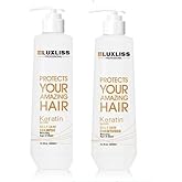 Luxliss Keratin Daily Care Shampoo and Conditioner Set, 2 Pack (16 Fl Oz each), Moisturizing, Anti-frizz, Repairing, for Chemically Treated Hair, Argan Oil