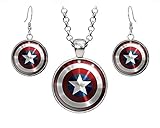 Captain America Necklace, The Avengers Jewelry, Shield Pendant, Superhero Earrings Gifts Gift, Geek Geeky Present Presents