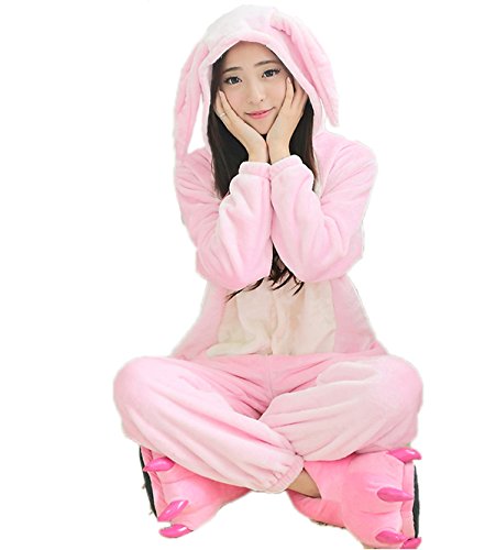 Adult Pink Ears Rabbit Onesie Costume for Women Men Kigurumi Pajamas