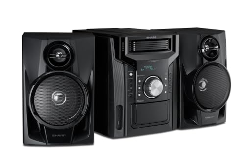 Sharp CD-BH950 240 W Home Stereo System – 5-Disc CD Stereo System with Bluetooth, Cassette Deck, USB Port & Remote