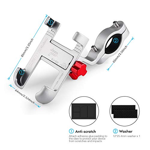 HOMEASY Universal Bike Phone Mount, Motorcycle Handlebar Cellphone Bicycle Holder Sliver Adjustable, Fits iPhone Xs|XS Max, XR, X, Galaxy S9, Holds Phones from 3.5-7" Wide (Updated Version)