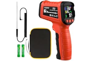 Infrared Thermometer Temperature Gun -58°F to 1796°, 16:1 Non Contact Laser Thermometer with -58°F to 572°F Thermocouple Prob