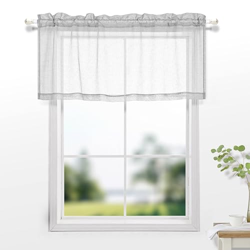 KOUFALL Grey Valances 18 Inches Long for Living