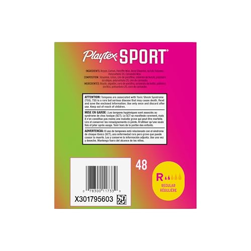 PLAYTEX SPORT TAMPONS REGULAR ABSORBENCY, FRAGRANCE-FREE – 48CT | REGULAR TAMPONS FOR WOMEN, FEMININE CARE, PLAYTEX TAMPON WITH 360 LEAK DEFENSE