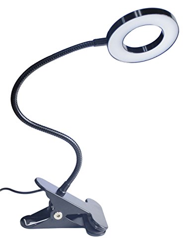 6W LED Clip on Reading Light,Rechargeable Book Light with USB Port for Bed Headborad Desk Laptop Piano,Eye-care 2 Light Color Switchable,Adapter Included(Black)