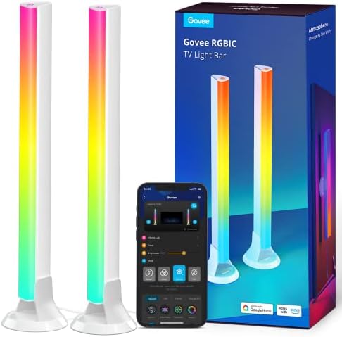 Barras de luz RGBIC, 38cm com pérolas duplas e WiFi - com múltiplas opções de colocação adequadas para televisores de 45-70 polegadas, funcionam com Alexa e Google Assistant, cor branca