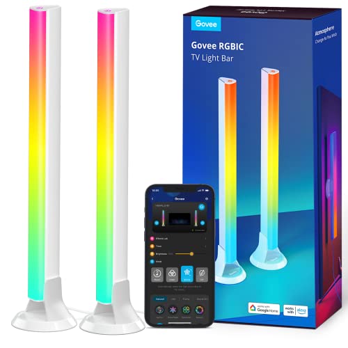 Govee RGBIC Light Bars, 15 Inches WiFi TV Backlight with Double Light Beads, Smart Light Bars with Multiple Placement Options Suitable for 45-70 inch TVs, Work with Alexa and Google Assistant, White