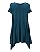 Made by Johnny WT1110 Womens Short Sleeve Side Panel Loose Fit Tunic Top M Teal