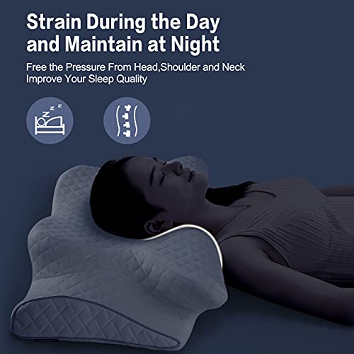 HOKEKI Memory Foam Pillow,Cervical Support Pillow for Side Sleepers