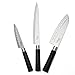 3 Piece Kitchen Knife Set By Sharp Solutions Kitchenware, 7 Inch Santoku Chef Knife 8 Inch Carving Knife And 5 Inch Utility Knive Packaged in A Wooden Case With a Sharpener, The Ultimate Gift