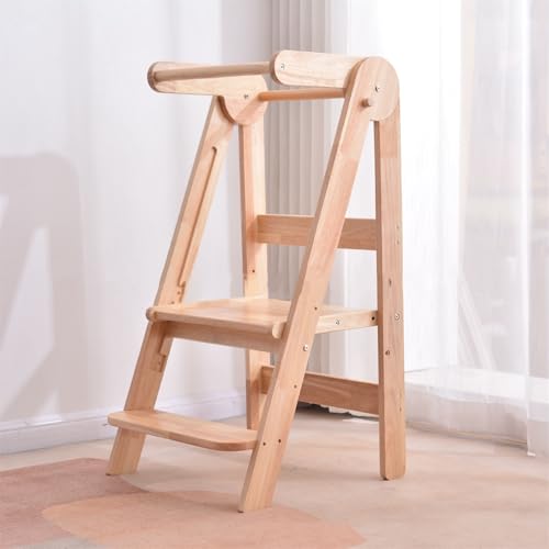 AM ANNA Foldable Toddler Kitchen Tower, Kitchen Stool Helper, Standing Tower with 3 Adjustable Heights, Suitable Age for 1.5-6 Years, Toddler Kitchen Stool Helper Montessori Kitchen Stools (1)