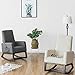 Giantex Upholstered Rocking Chair, Modern High Back Armchair, Comfortable Rocker Fabric Padded Seat Wood Base, Massage Rocking Chair for Nursery (Beige)