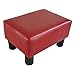 HOMCOM Ottoman Foot Rest, Small Foot Stool with Faux Leather Upholstery, Rectangular Ottoman Footrest with Padded Foam Seat and Plastic Legs, Red