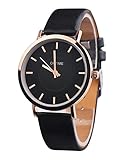 Women Rainbow Watches COOKI Clearance Female Watches on Sale Lady Watches Cheap Watches Leather Watch-H15 (Black2)