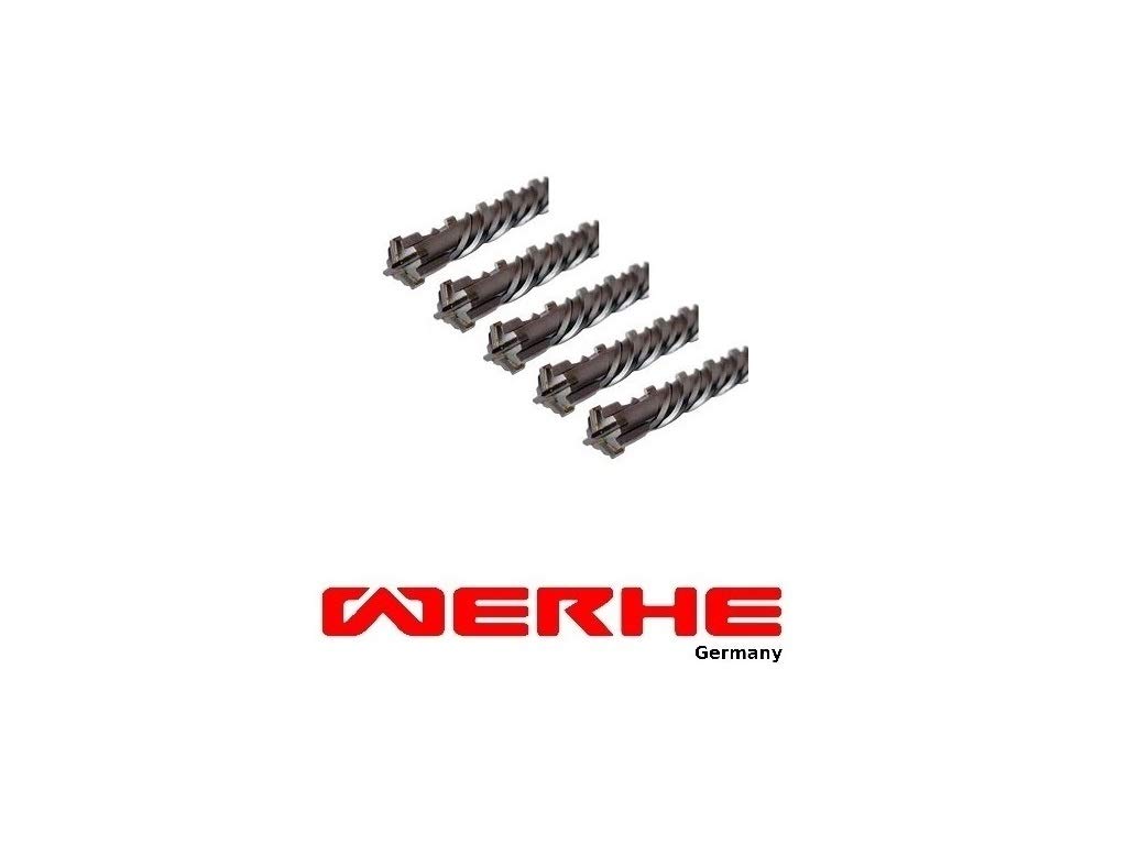 WERHE ® Professional 5 pcs. SDS Plus Concrete Drill 10 x 210 mm Hammer Stone Concrete Quadro X Quadruple Cutting Cross Cutter