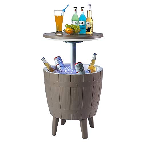Nuzanto 37L/39.2Qt/9.8Gallon Wood Texture LED Beer Wine Ice Cooler All