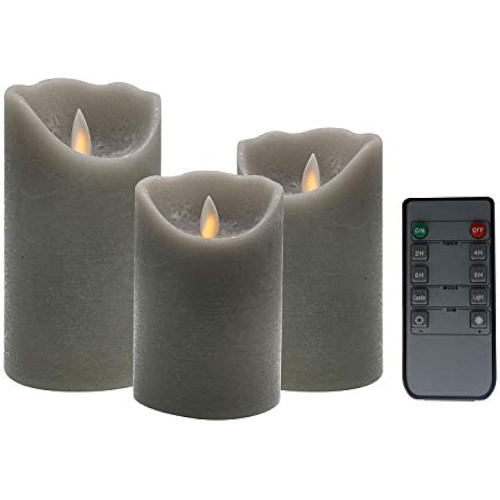 Marble Grey Color Flameless Candles 3 X 4/5/6inch Battery Operated LED