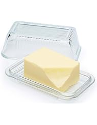 Circleware Farm Glass Butter Dish with Glass Lid, Multi-Purpose Preserving Serving Dessert Dish Tray, 6.75