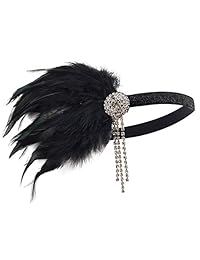 DRESHOW 1920s - Juego de accesorios para disfraz de Gatsby, diadema de plumas, pendientes, guantes