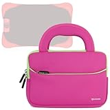 Evecase UltraPortable Handle Carrying Neoprene Sleeve Case Bag Compatible with Fuhu Nabi Jr. / nabi Jr. S - Kids Tablet / nabi Jr. nick Jr. Edition Tablet 5 inch Android Kids Tablet - Hot Pink