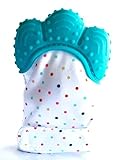 Baby Blu'z Soothing Silicone Teething Mitten with Travel Bag, Non Toxic 100% BPA Free, Ideal for Baby Shower Gift (Teal Blue)