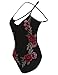 Zeagoo Women Sexy Rose Embroidery Spaghetti Straps Backless Bodysuit Romper