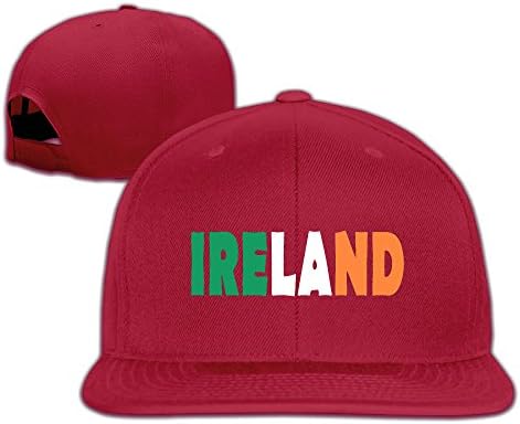 Red Male/Female Ireland Cotton Flat Snapback Baseball Caps Adjustable Mesh Hat Trucker Cap One Size Fits Most