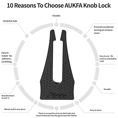 Gas Stove Baby Proof Knobs Locks (6 Pack), Aukfa Child Proofing Oven Knob Lock No Tools Needed